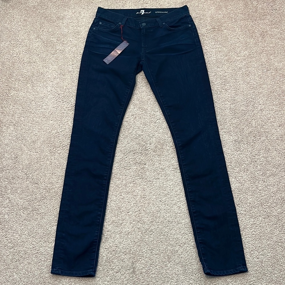 7 For All Mankind Dark Blue Straight Leg Jeans
